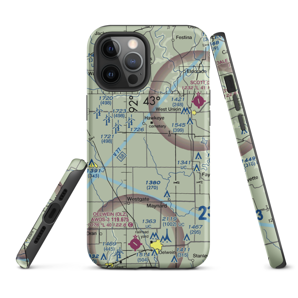 Hawk Field (IA15) VFR Sectional  Tough iPhone Case iPhone 12 Pro Max model shown