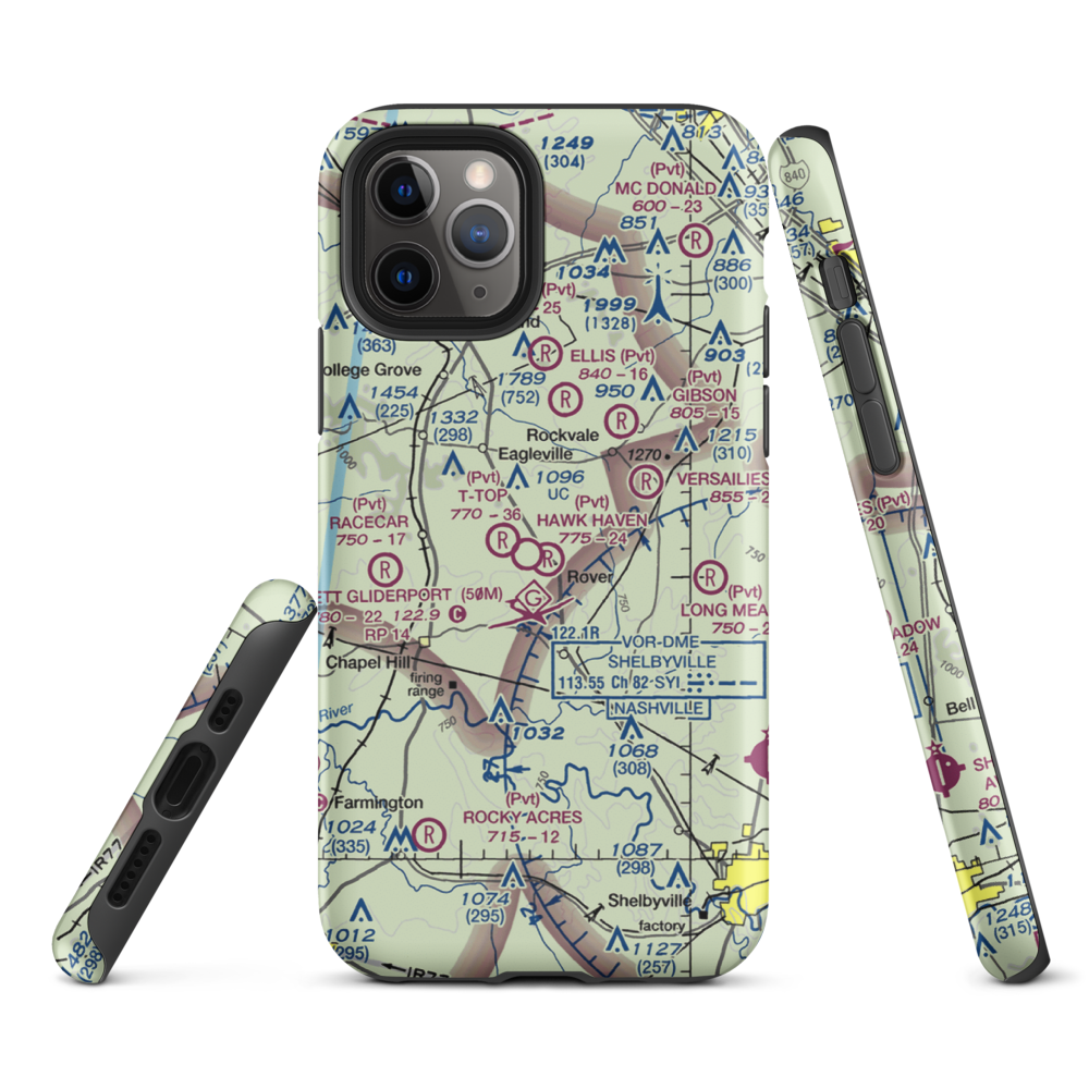 Hawk Haven Airfield (TN07) VFR Sectional  Tough iPhone Case iPhone 11 Pro model shown