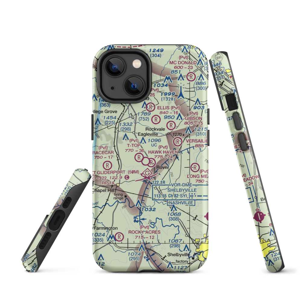 Hawk Haven Airfield (TN07) VFR Sectional  Tough iPhone Case iPhone 14 model shown