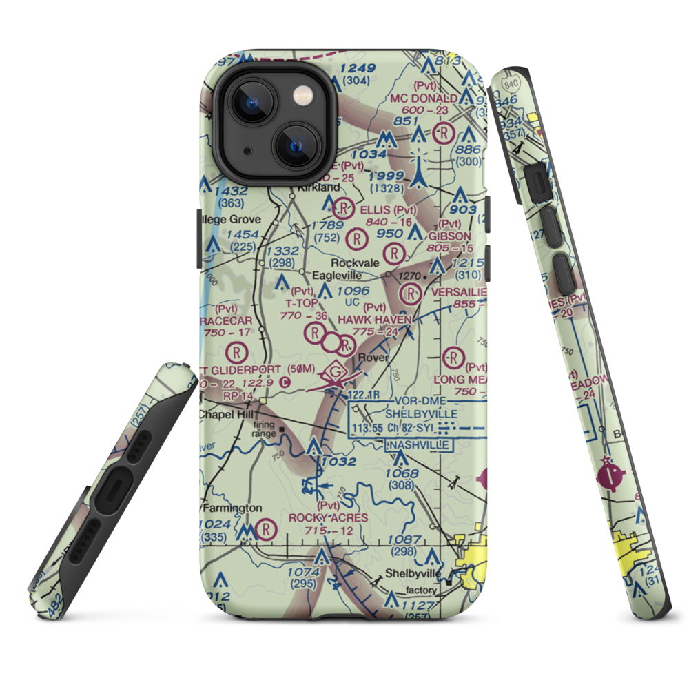 Hawk Haven Airfield (TN07) VFR Sectional  Tough iPhone Case iPhone 14 Plus model shown