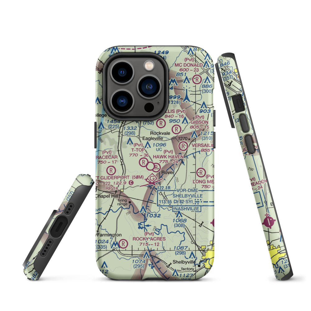 Hawk Haven Airfield (TN07) VFR Sectional  Tough iPhone Case iPhone 14 Pro model shown