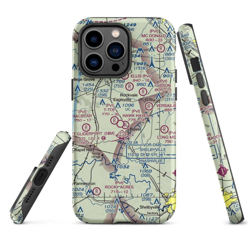 Hawk Haven Airfield (TN07) VFR Sectional  Tough iPhone Case iPhone 14 Pro Max model shown