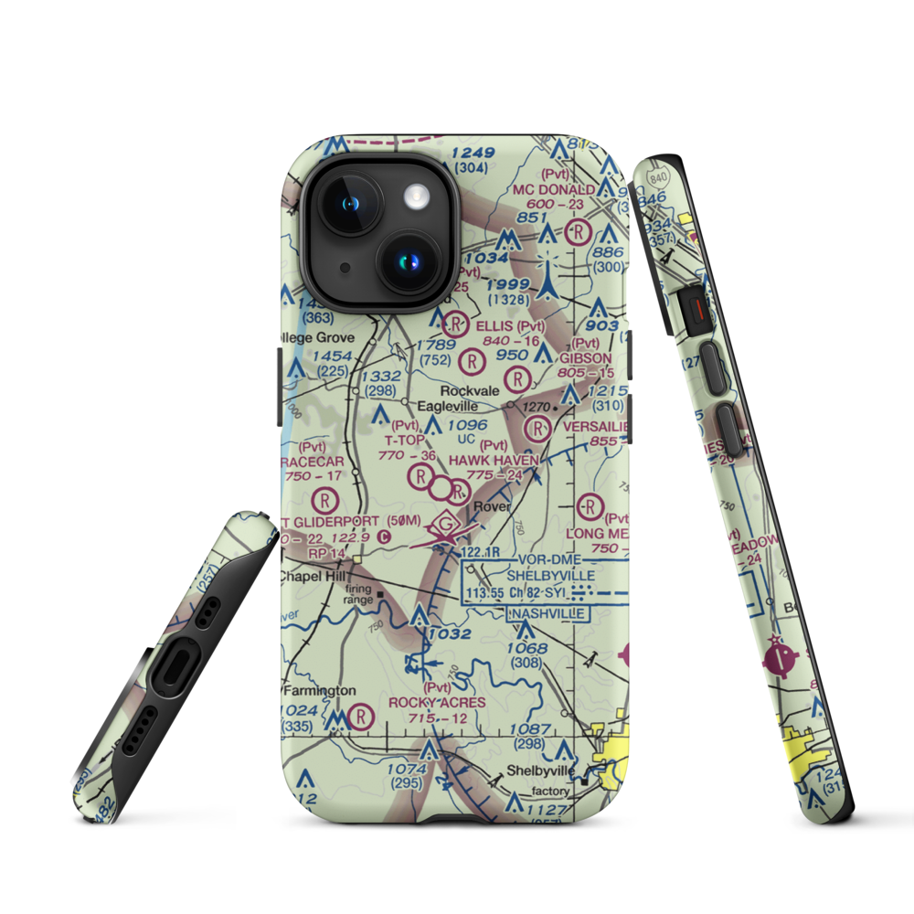Hawk Haven Airfield (TN07) VFR Sectional  Tough iPhone Case iPhone 15 model shown