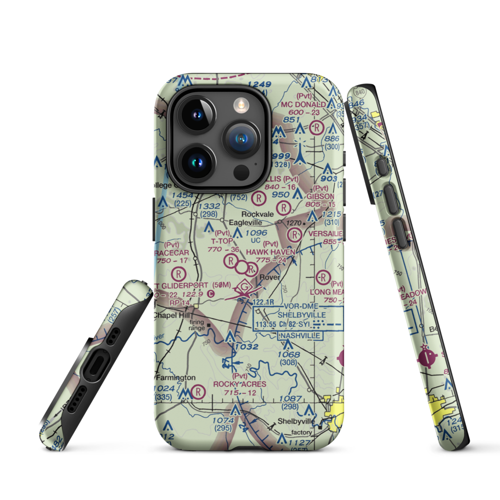 Hawk Haven Airfield (TN07) VFR Sectional  Tough iPhone Case iPhone 15 Pro model shown