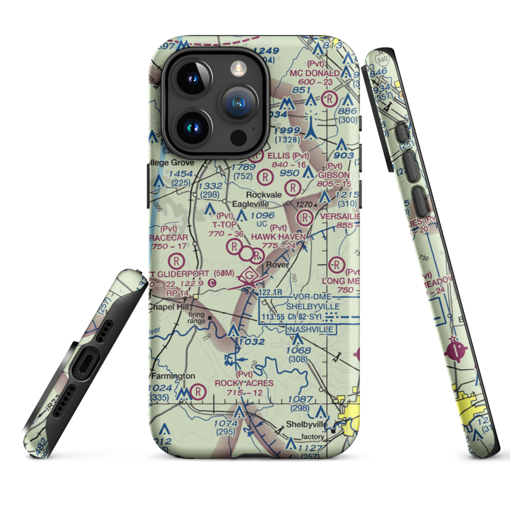 Hawk Haven Airfield (TN07) VFR Sectional  Tough iPhone Case iPhone 15 Pro Max model shown