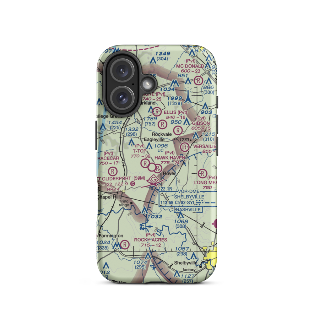 Hawk Haven Airfield (TN07) VFR Sectional  Tough iPhone Case iPhone 16 model shown