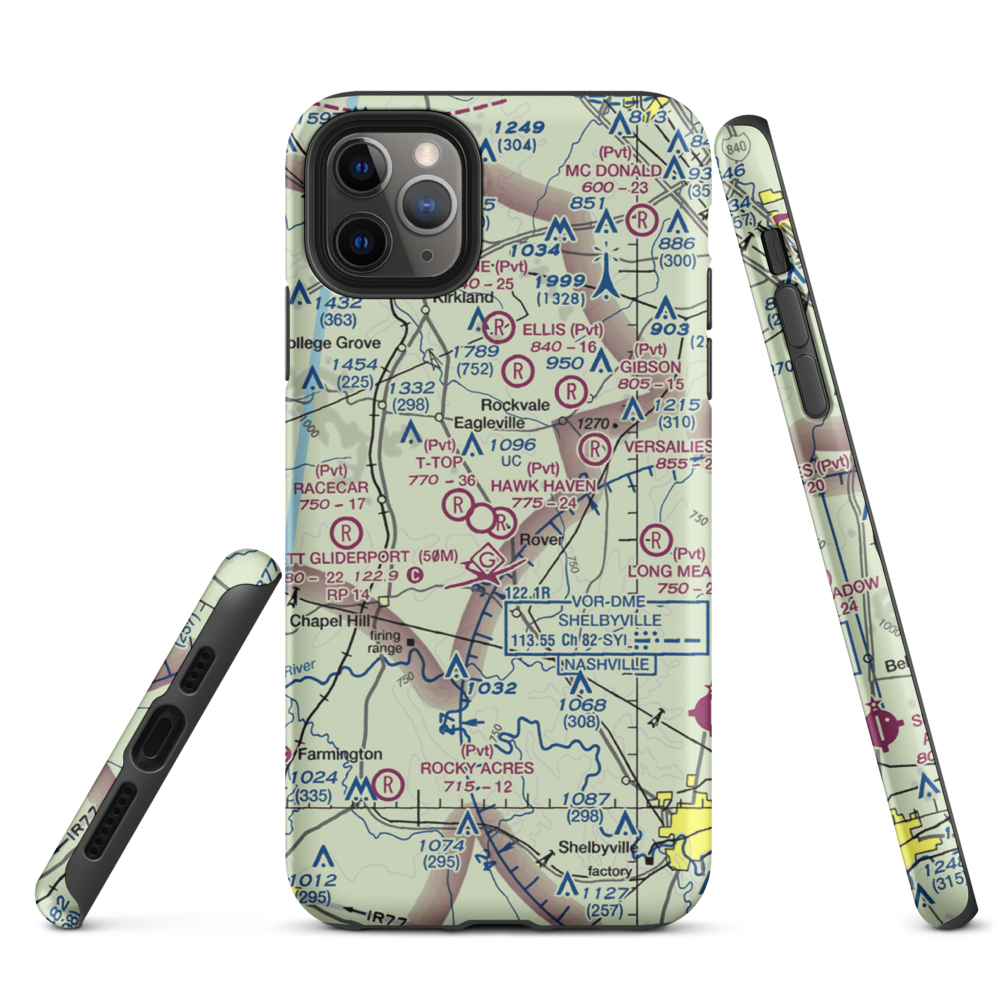 Hawk Haven Airfield (TN07) VFR Sectional  Tough iPhone Case iPhone 11 Pro Max model shown