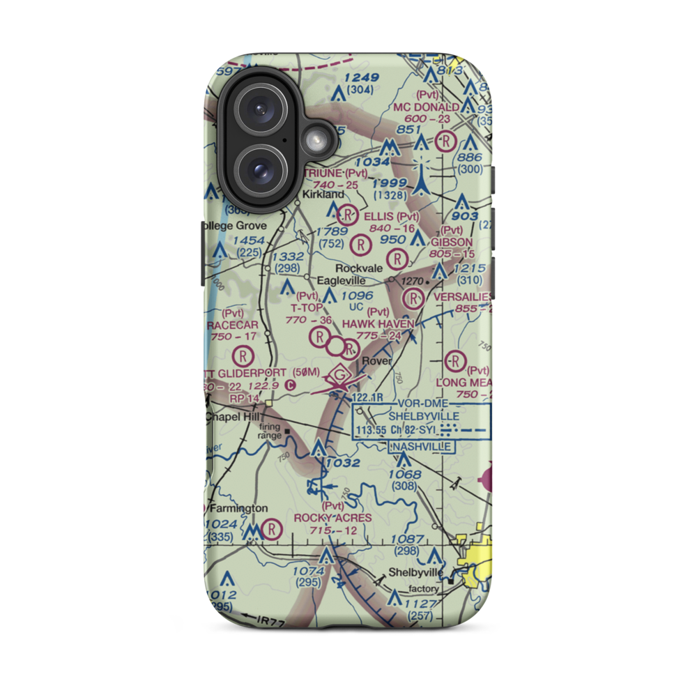 Hawk Haven Airfield (TN07) VFR Sectional  Tough iPhone Case iPhone 16 Plus model shown