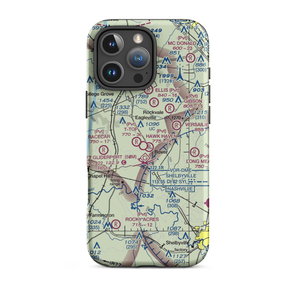 Hawk Haven Airfield (TN07) VFR Sectional  Tough iPhone Case iPhone 16 Pro Max model shown