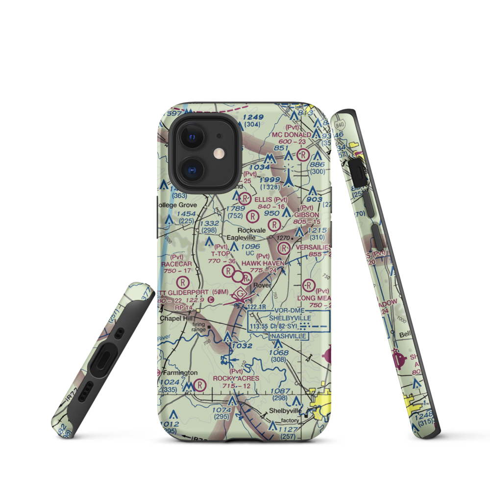 Hawk Haven Airfield (TN07) VFR Sectional  Tough iPhone Case iPhone 12 mini model shown