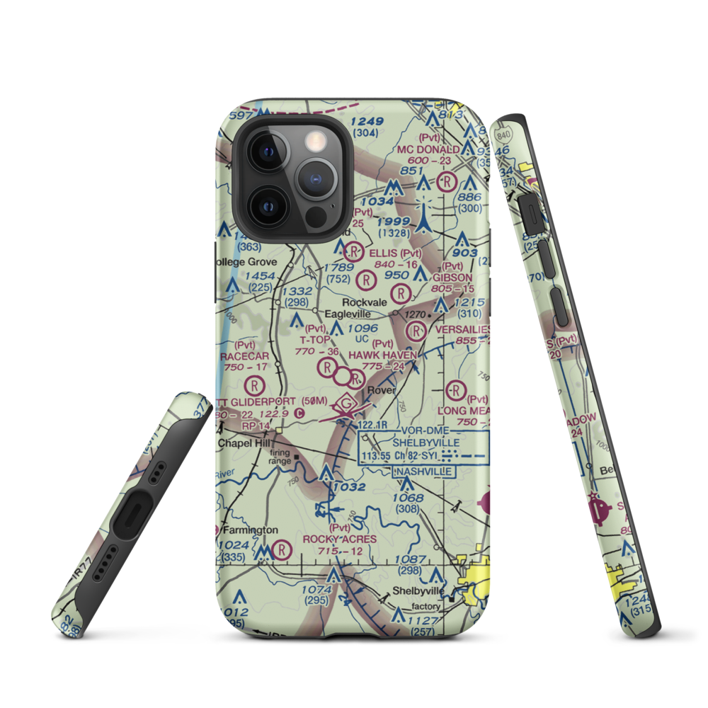 Hawk Haven Airfield (TN07) VFR Sectional  Tough iPhone Case iPhone 12 Pro model shown