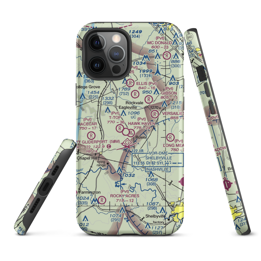 Hawk Haven Airfield (TN07) VFR Sectional  Tough iPhone Case iPhone 12 Pro Max model shown