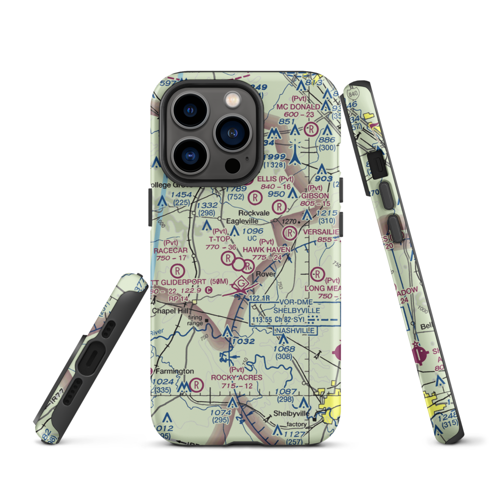 Hawk Haven Airfield (TN07) VFR Sectional  Tough iPhone Case iPhone 13 Pro model shown