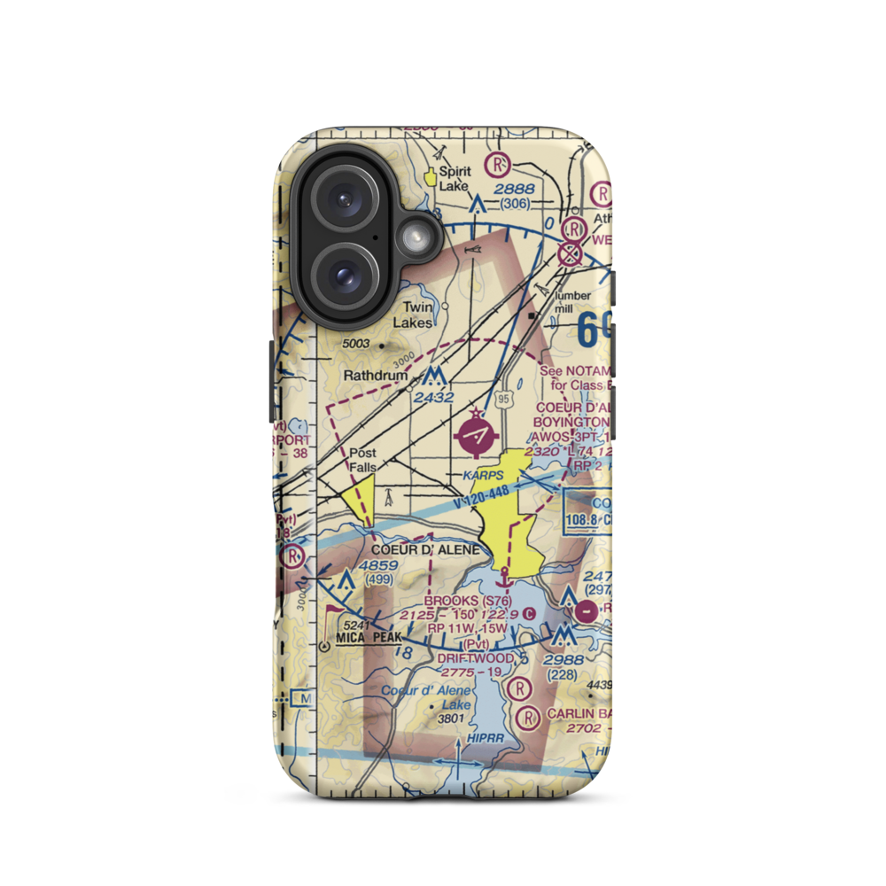 Hawk Haven Airport (ID27) VFR Sectional  Tough iPhone Case iPhone 16 model shown
