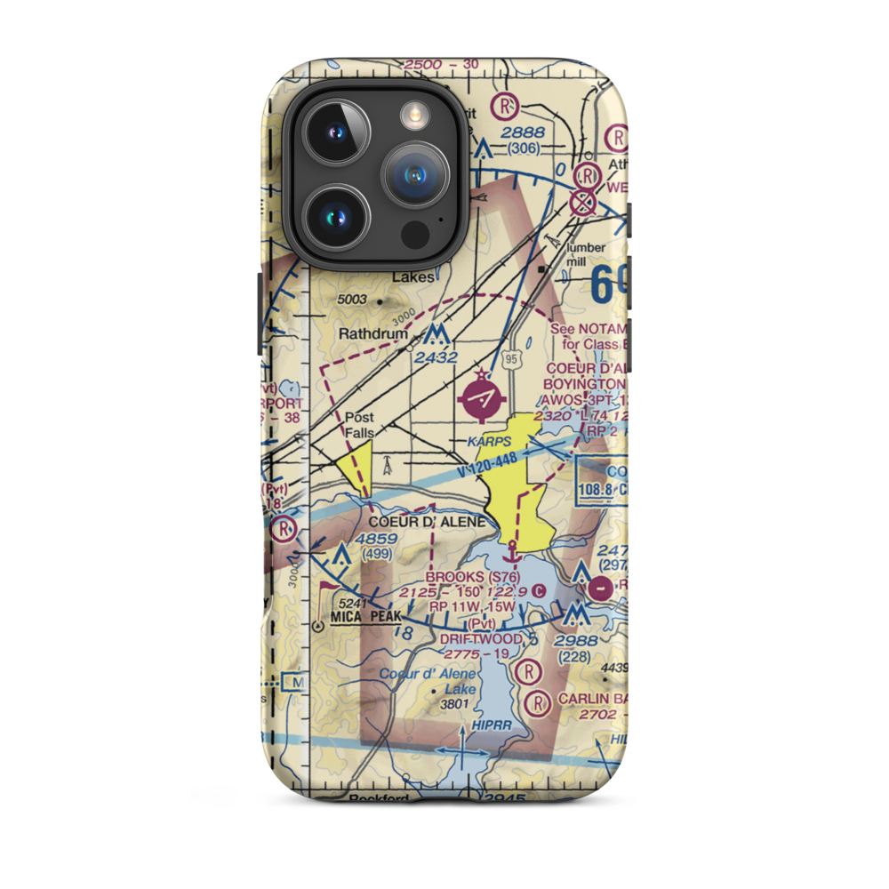 Hawk Haven Airport (ID27) VFR Sectional  Tough iPhone Case iPhone 16 Pro Max model shown
