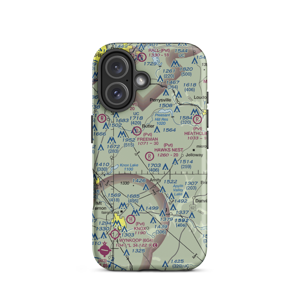Hawk's Nest Airport (OH42) VFR Sectional  Tough iPhone Case iPhone 16 model shown