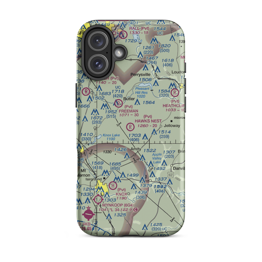 Hawk's Nest Airport (OH42) VFR Sectional  Tough iPhone Case iPhone 16 Plus model shown
