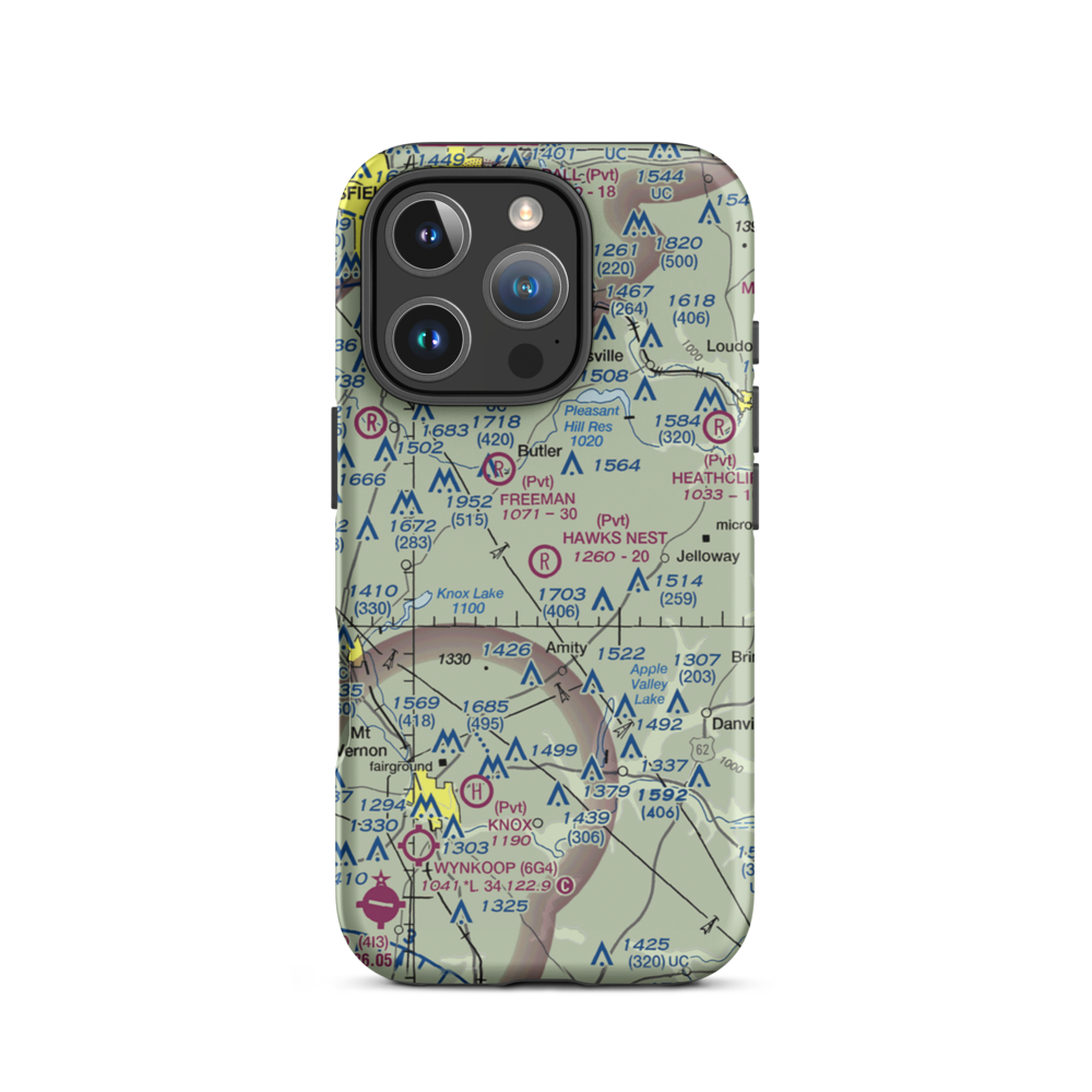 Hawk's Nest Airport (OH42) VFR Sectional  Tough iPhone Case iPhone 16 Pro model shown