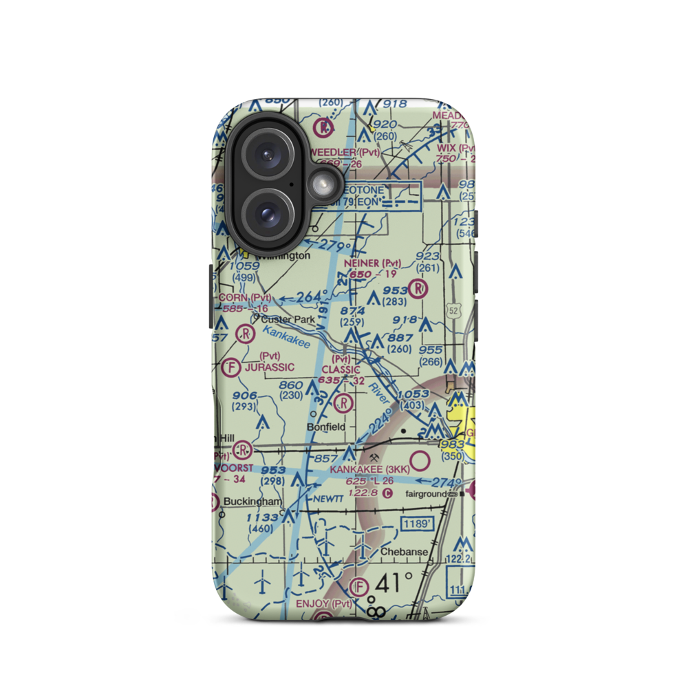 Hawker Airport (12IL) VFR Sectional  Tough iPhone Case iPhone 16 model shown