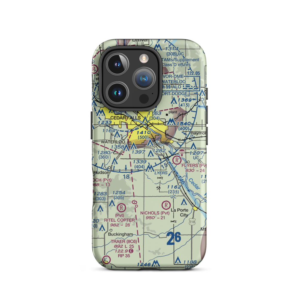 Hawkeye Airport (0IA3) VFR Sectional  Tough iPhone Case iPhone 16 Pro model shown