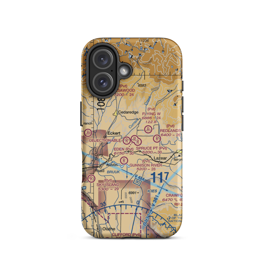 Hawkins Ranch Airport (7CO2) VFR Sectional  Tough iPhone Case iPhone 16 model shown