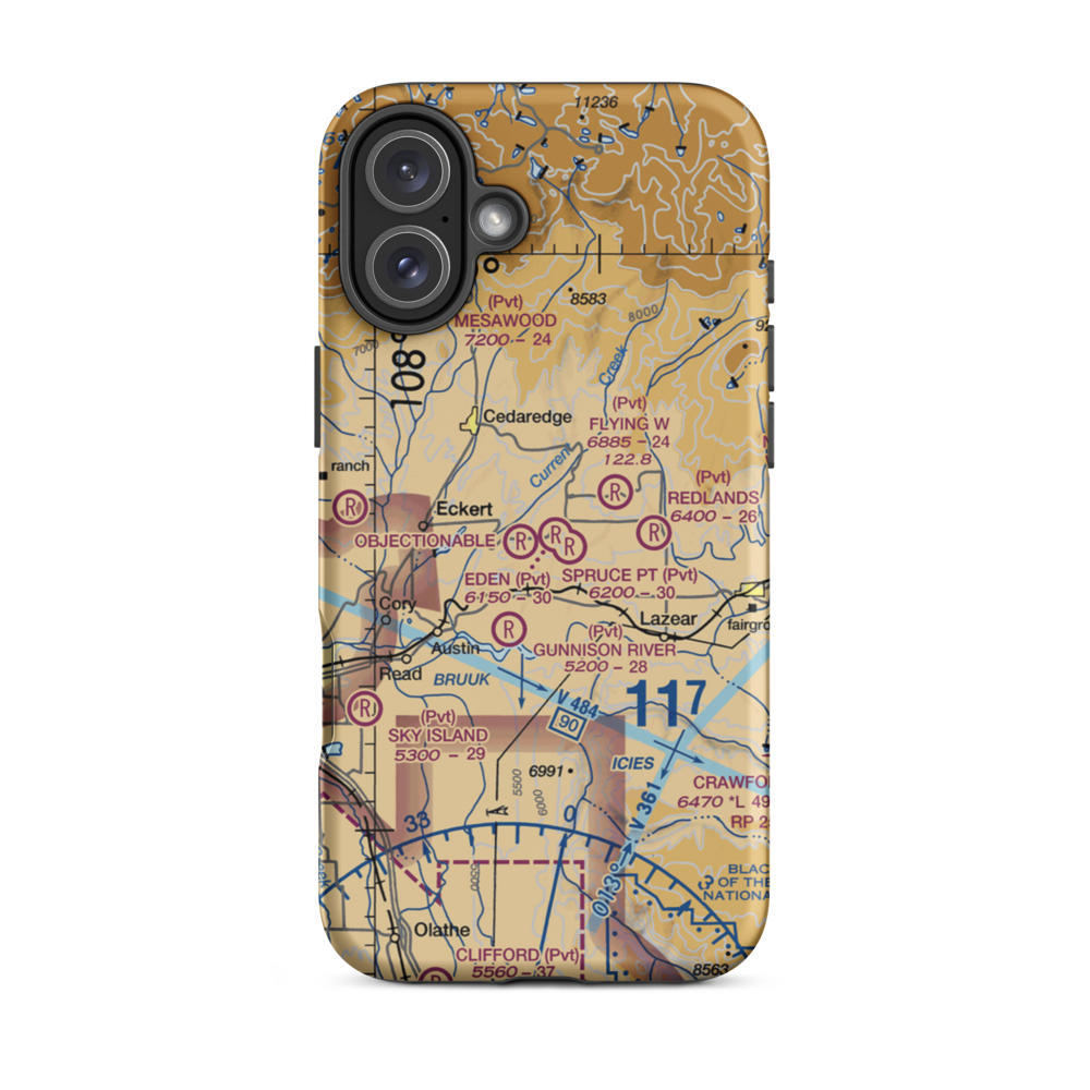 Hawkins Ranch Airport (7CO2) VFR Sectional  Tough iPhone Case iPhone 16 Plus model shown