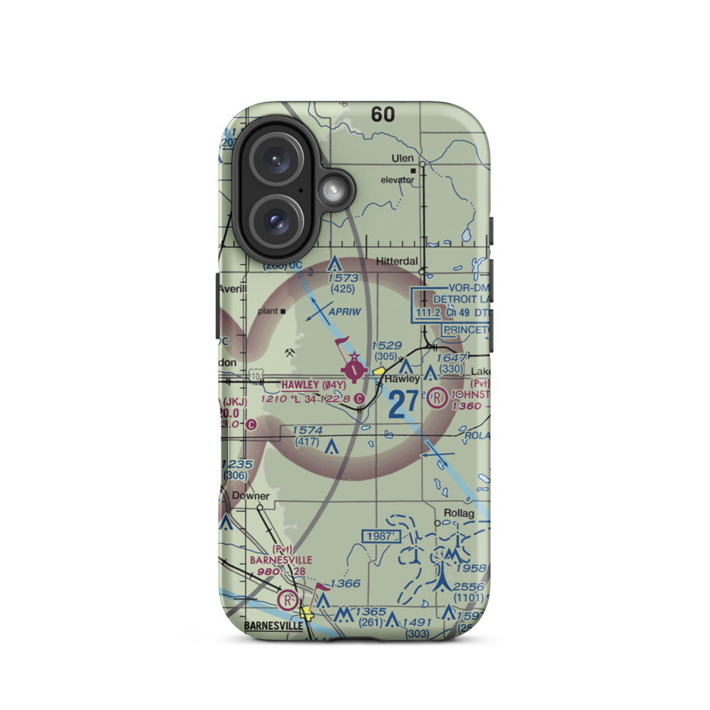 Hawley Municipal Airport (04Y) VFR Sectional  Tough iPhone Case iPhone 16 model shown