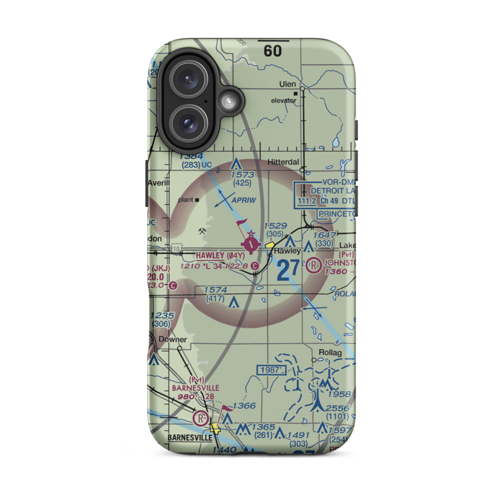 Hawley Municipal Airport (04Y) VFR Sectional  Tough iPhone Case iPhone 16 Plus model shown