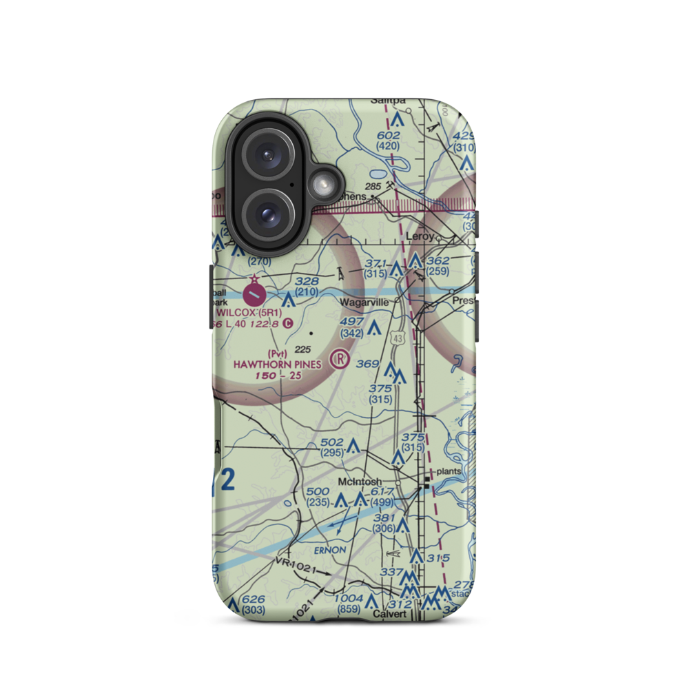 Hawthorn Pines Airport (6AL6) VFR Sectional  Tough iPhone Case iPhone 16 model shown