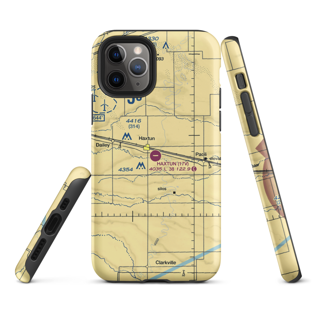Haxtun Municipal Airport (17V) VFR Sectional  Tough iPhone Case iPhone 11 Pro model shown