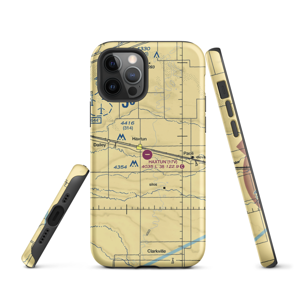 Haxtun Municipal Airport (17V) VFR Sectional  Tough iPhone Case iPhone 12 Pro model shown
