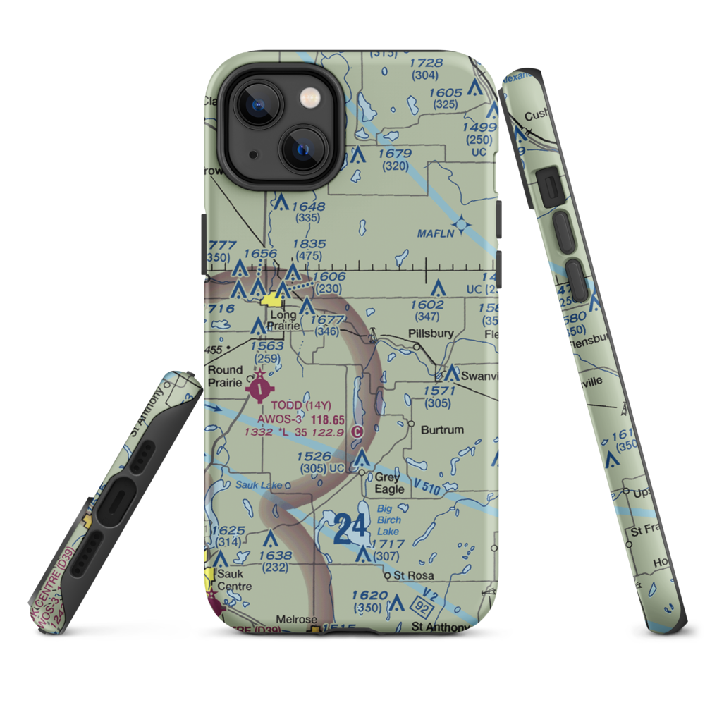 Hay Acres Airport (1MN2) VFR Sectional  Tough iPhone Case iPhone 14 Plus model shown