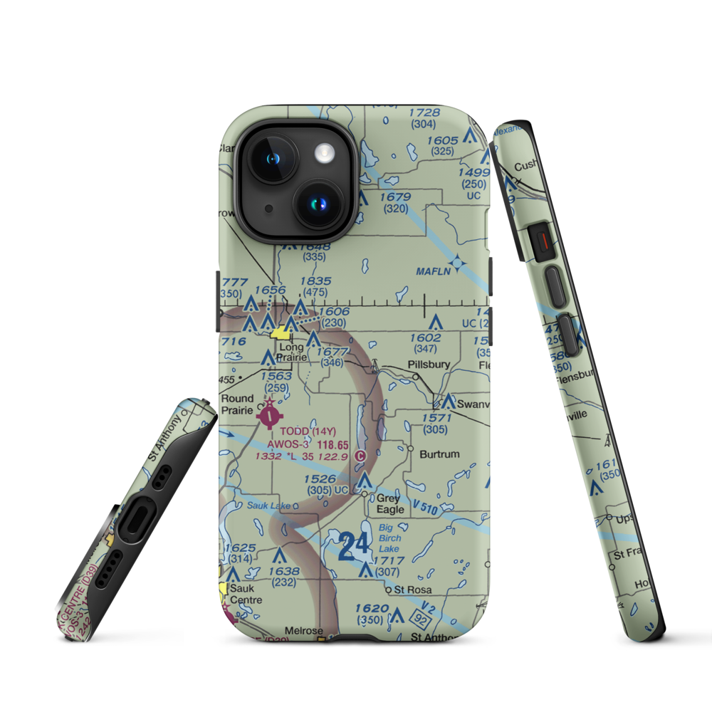 Hay Acres Airport (1MN2) VFR Sectional  Tough iPhone Case iPhone 15 model shown