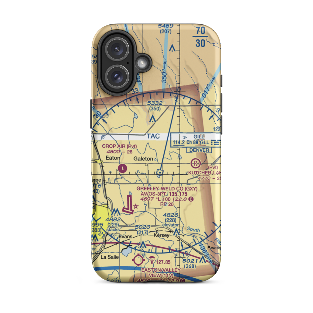Hay Fever Farm Airport (CO59) VFR Sectional  Tough iPhone Case iPhone 16 Plus model shown