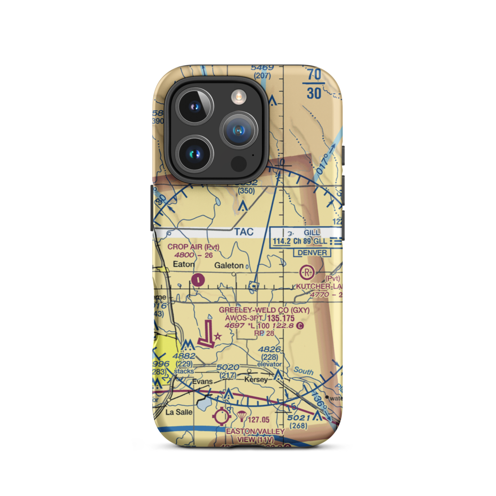 Hay Fever Farm Airport (CO59) VFR Sectional  Tough iPhone Case iPhone 16 Pro model shown