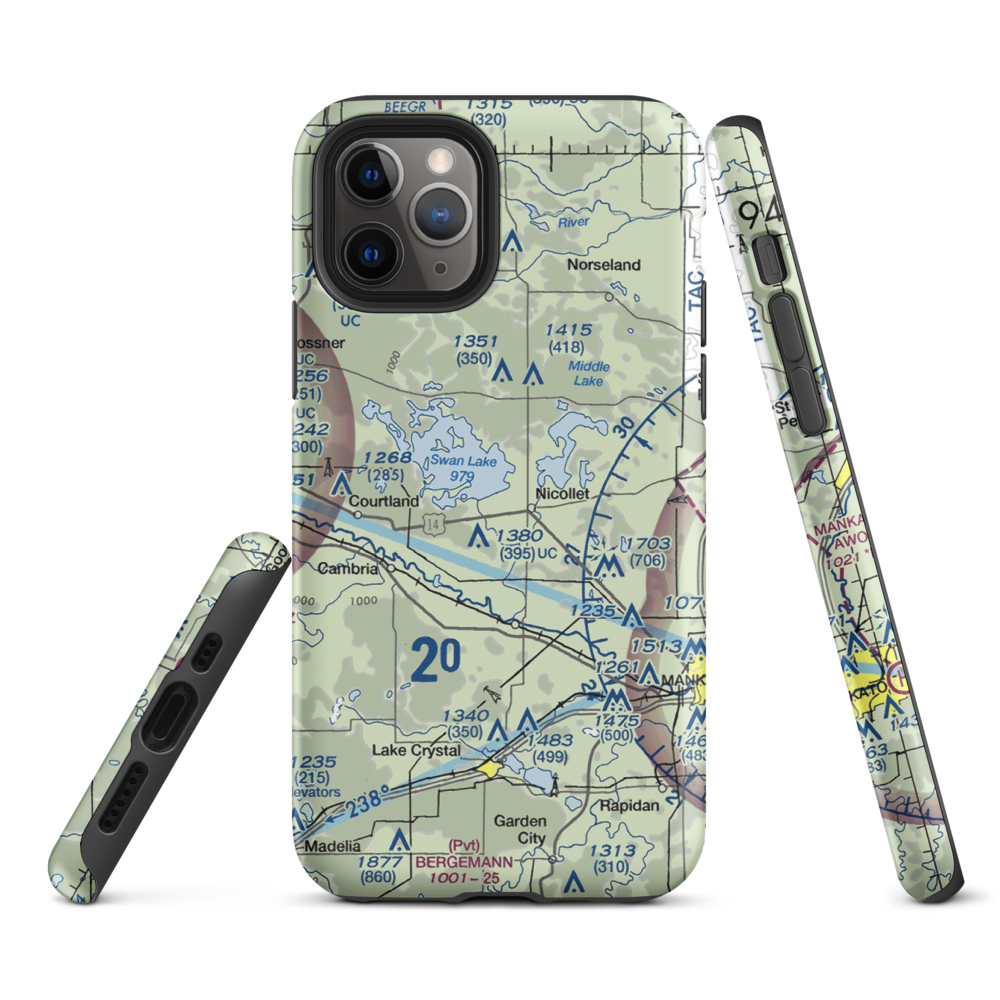 Hay Shakers Airport (MY46) VFR Sectional  Tough iPhone Case iPhone 11 Pro model shown