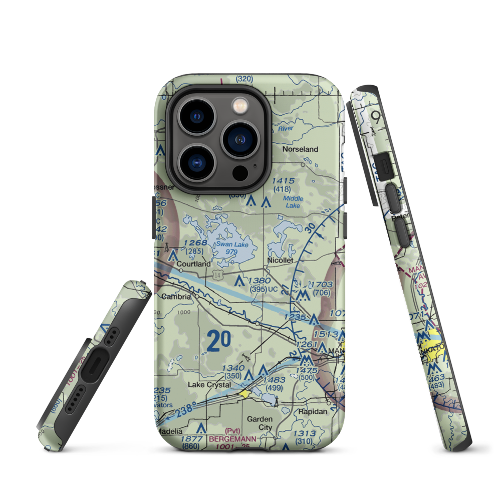 Hay Shakers Airport (MY46) VFR Sectional  Tough iPhone Case iPhone 14 Pro model shown