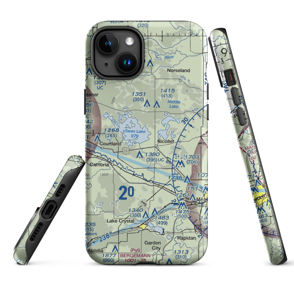 Hay Shakers Airport (MY46) VFR Sectional  Tough iPhone Case iPhone 15 Plus model shown