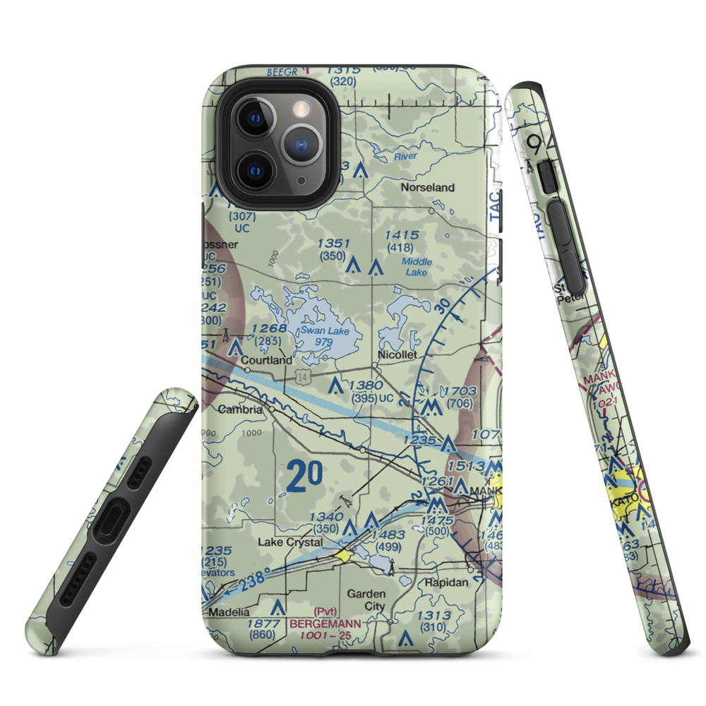 Hay Shakers Airport (MY46) VFR Sectional  Tough iPhone Case iPhone 11 Pro Max model shown