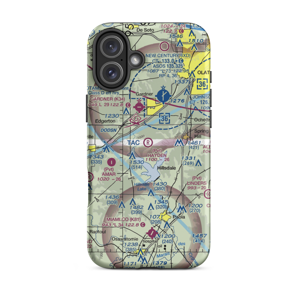 Hayden Farm Airport (00KS) VFR Sectional  Tough iPhone Case iPhone 16 Plus model shown