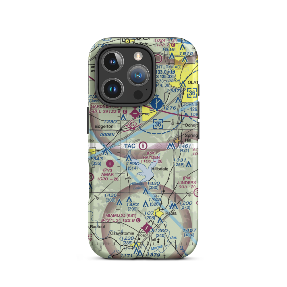 Hayden Farm Airport (00KS) VFR Sectional  Tough iPhone Case iPhone 16 Pro model shown