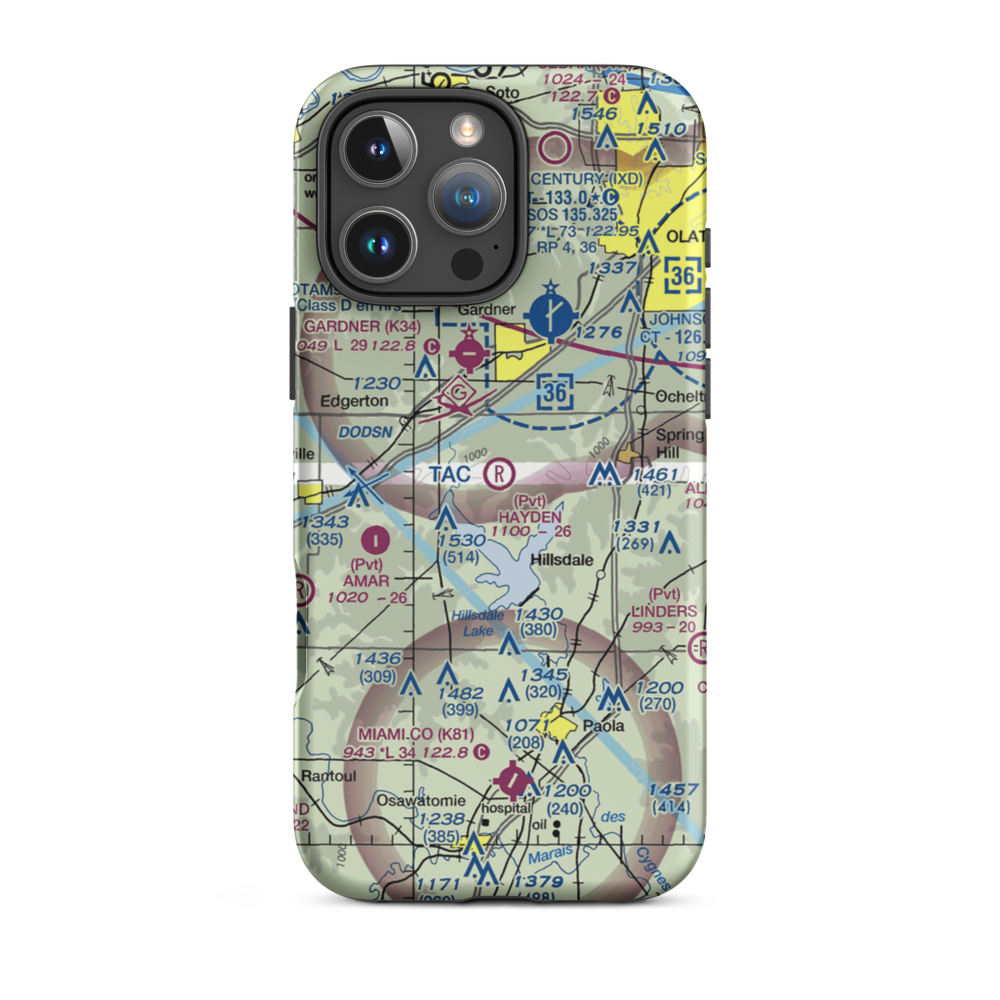 Hayden Farm Airport (00KS) VFR Sectional  Tough iPhone Case iPhone 16 Pro Max model shown