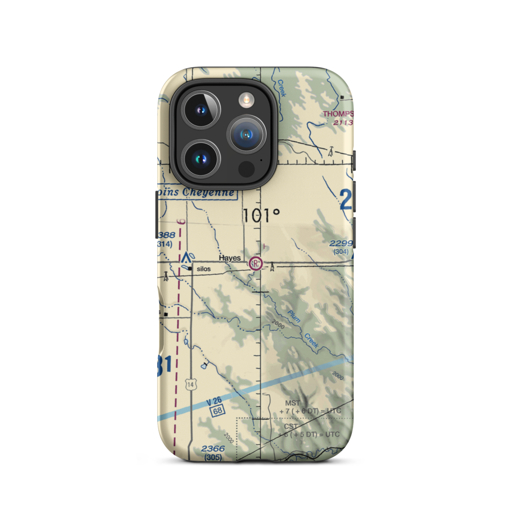 Hayes Emergency Airstrip (SD21) VFR Sectional  Tough iPhone Case iPhone 16 Pro model shown