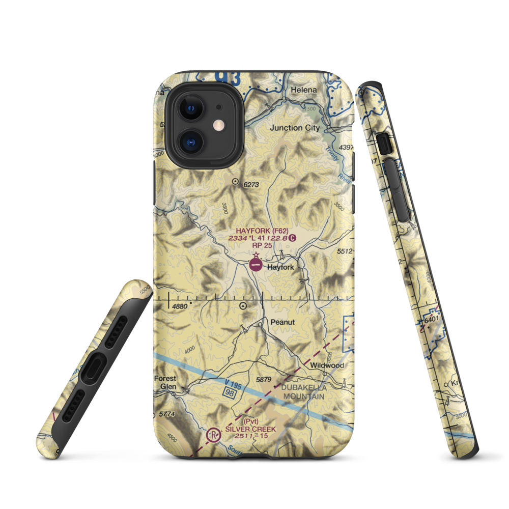 Hayfork Airport (F62) VFR Sectional  Tough iPhone Case iPhone 11 model shown