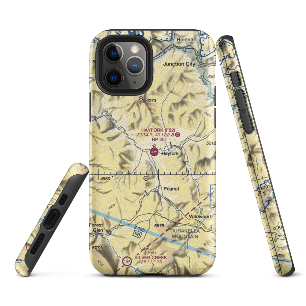 Hayfork Airport (F62) VFR Sectional  Tough iPhone Case iPhone 11 Pro model shown