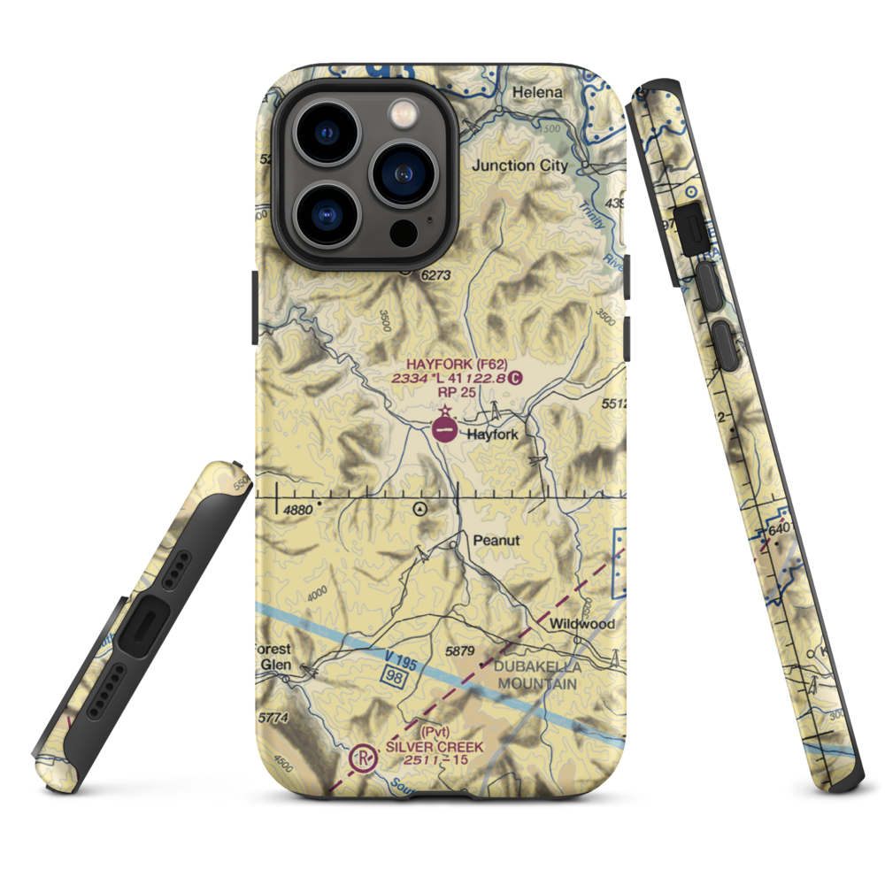 Hayfork Airport (F62) VFR Sectional  Tough iPhone Case iPhone 13 Pro Max model shown