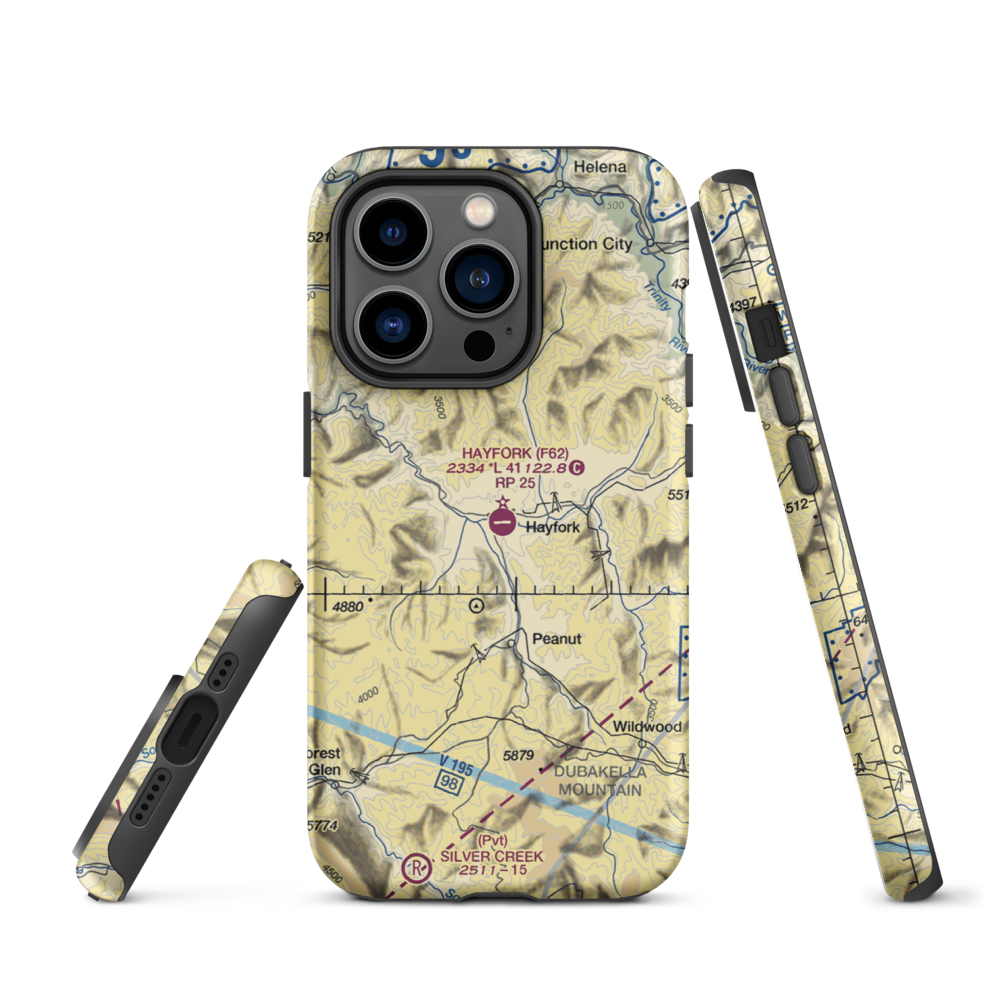 Hayfork Airport (F62) VFR Sectional  Tough iPhone Case iPhone 14 Pro model shown