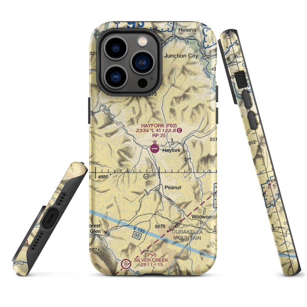 Hayfork Airport (F62) VFR Sectional  Tough iPhone Case iPhone 14 Pro Max model shown