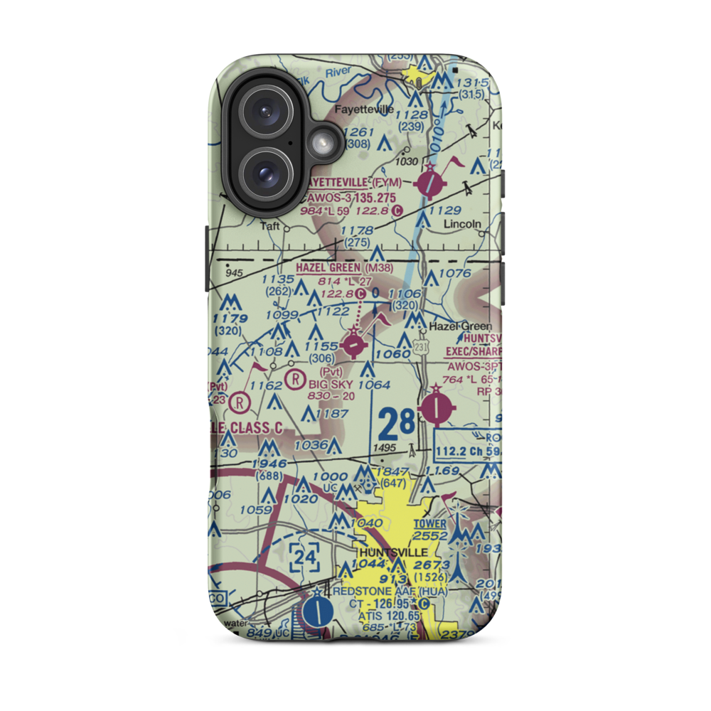 Hazel Green Airport (M38) VFR Sectional  Tough iPhone Case iPhone 16 Plus model shown
