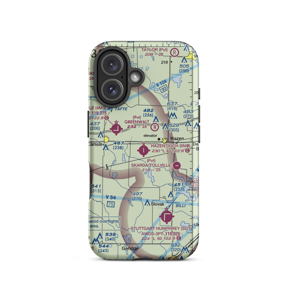 Hazen Municipal Airport (6M0) VFR Sectional  Tough iPhone Case iPhone 16 model shown